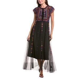 Johnny Was Womens  Apolonia Mesh Maxi Dress, Black